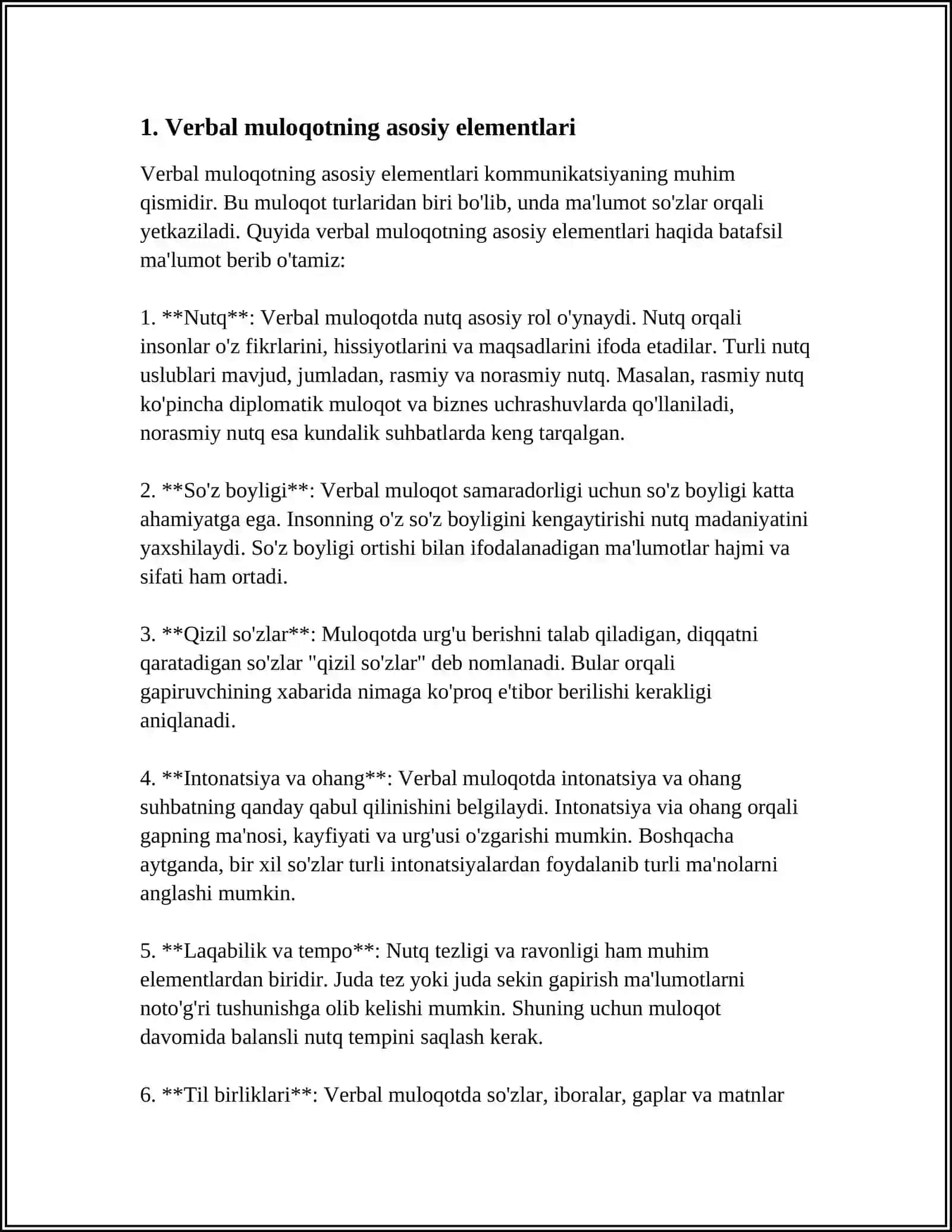 MULOQOTNING VERBAL, NOVERBAL, PARALINGVISTIK VOSITALAR 3