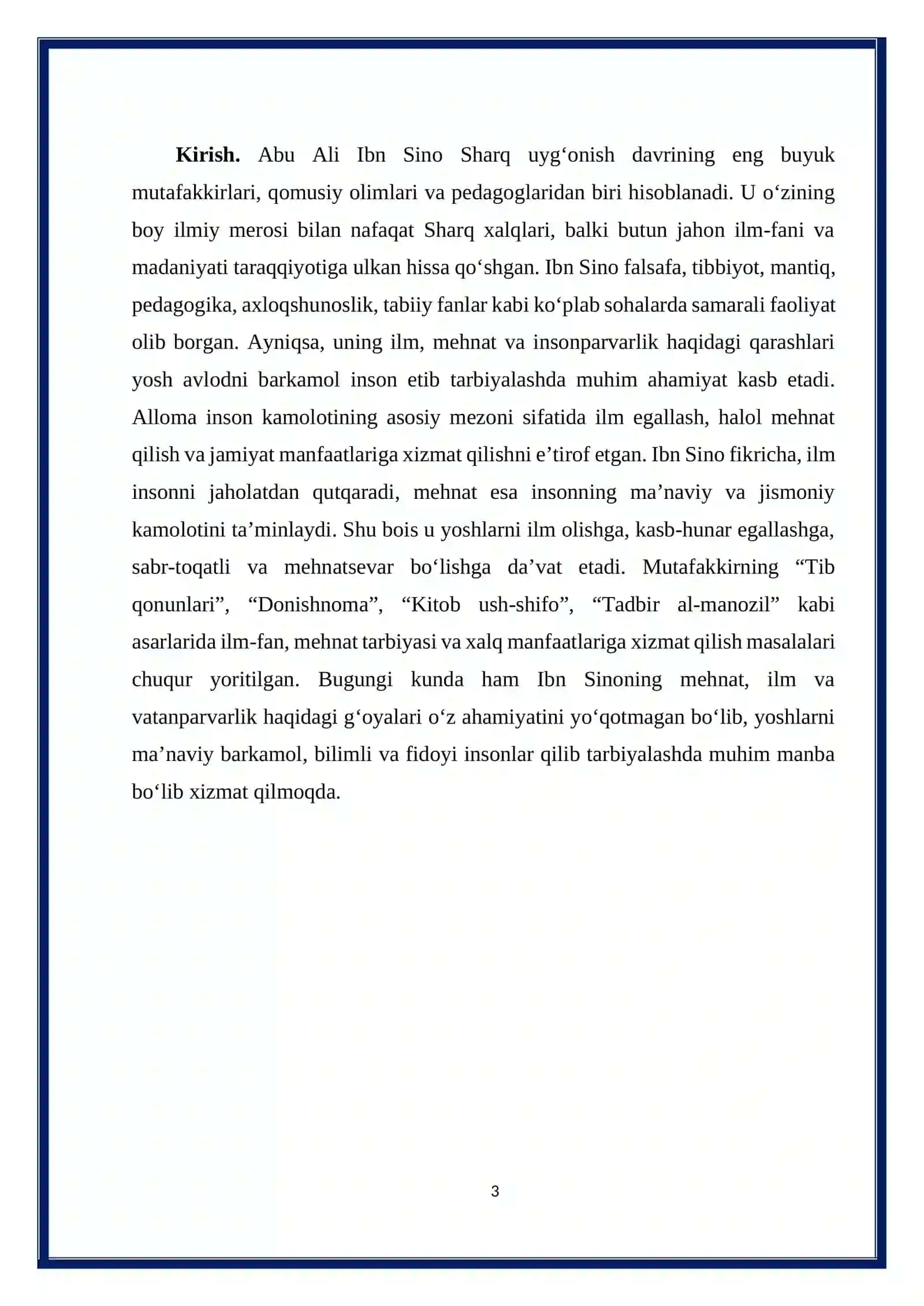 Abu Ali Ibn Sino ( 980-1037 ). referat 3