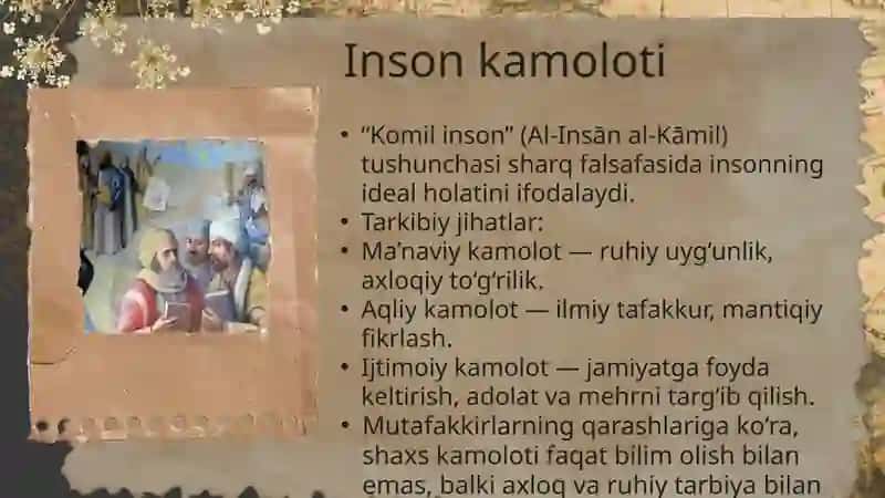 Sharqda mutafakkirlarining islom dinining inson kamolotiga ta'siri haqidagi g'oyalari 3