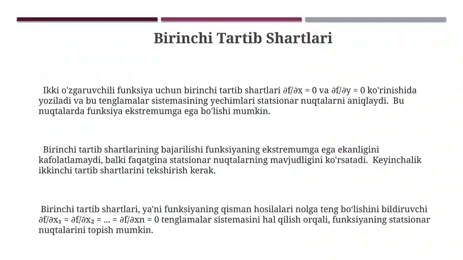 Ekstrimum qiymatlarni aniqlash 3