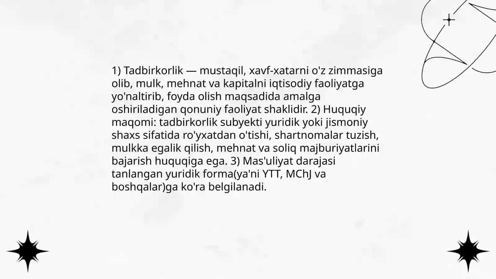 Tadbirkorlik faoliyatining huquqiy-iqtisodiy asoslari 3