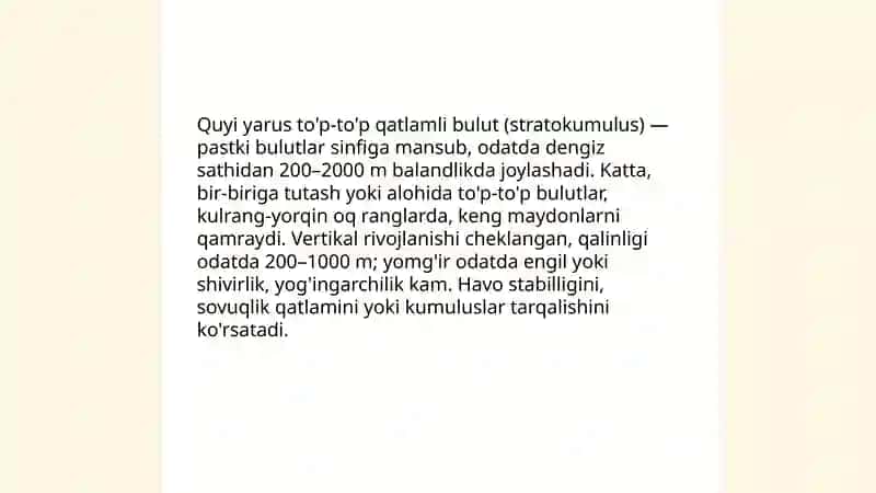 Quyi yarus to'p-to'p qatlamli bulut 3
