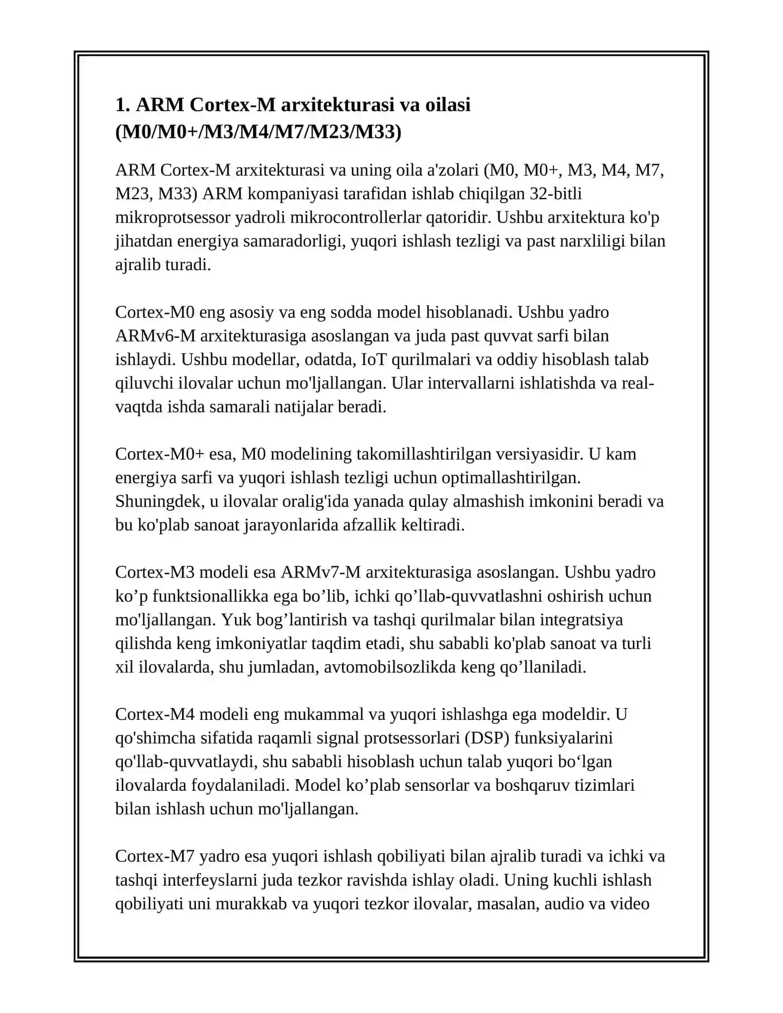 ARM CORTEX-M MIKROKONTROLLERLARI VA ULARNING IMKONIYATLARI 3