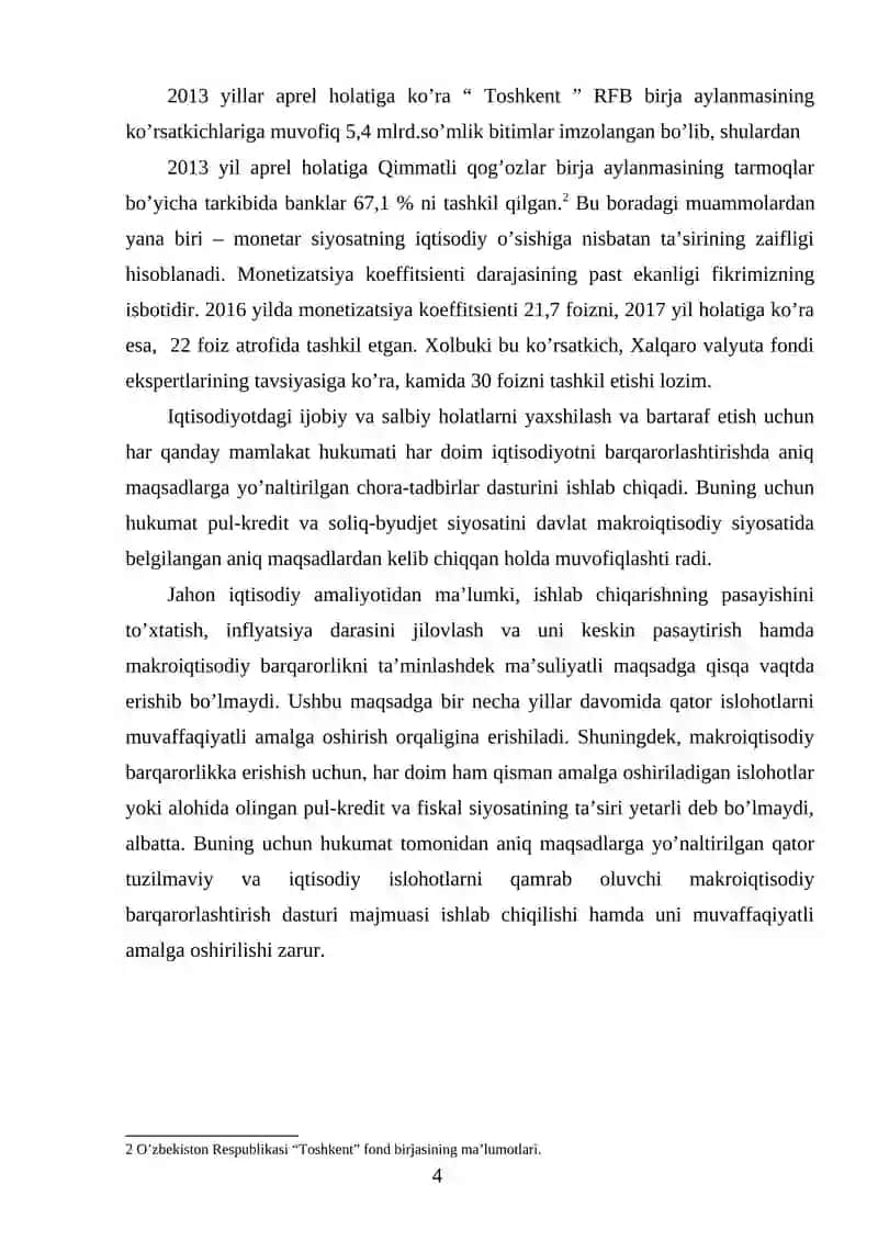 O'ZBEKISTON RESPUBLIKASINING PUL KREDIT SIYOSATINING O'ZIGA XOS XUSUSIYATLARI 3