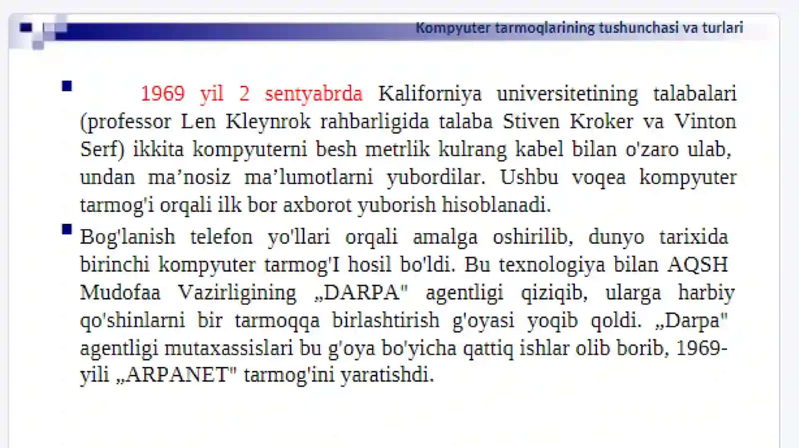 KOMPIYUTER TARMOQLARIVA TARMOQTEXNOLOGIYALARI 3