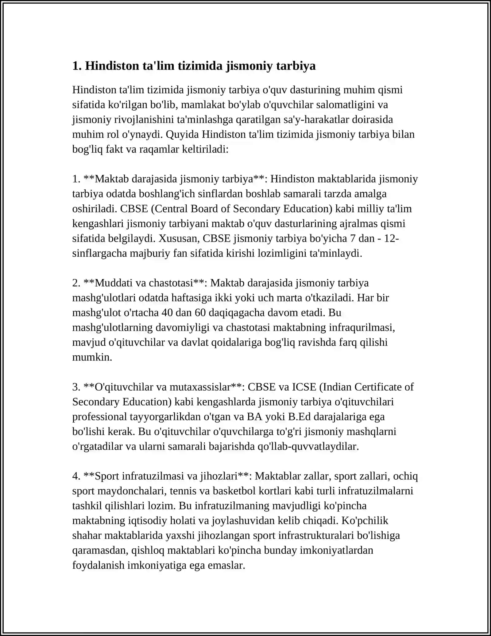XORIJIY MAMLAKATLAR TALIM TIZIMIDA JISMONIY TARBIYA (HINDISTON, FINLANDIYA )MISOLIDA 3