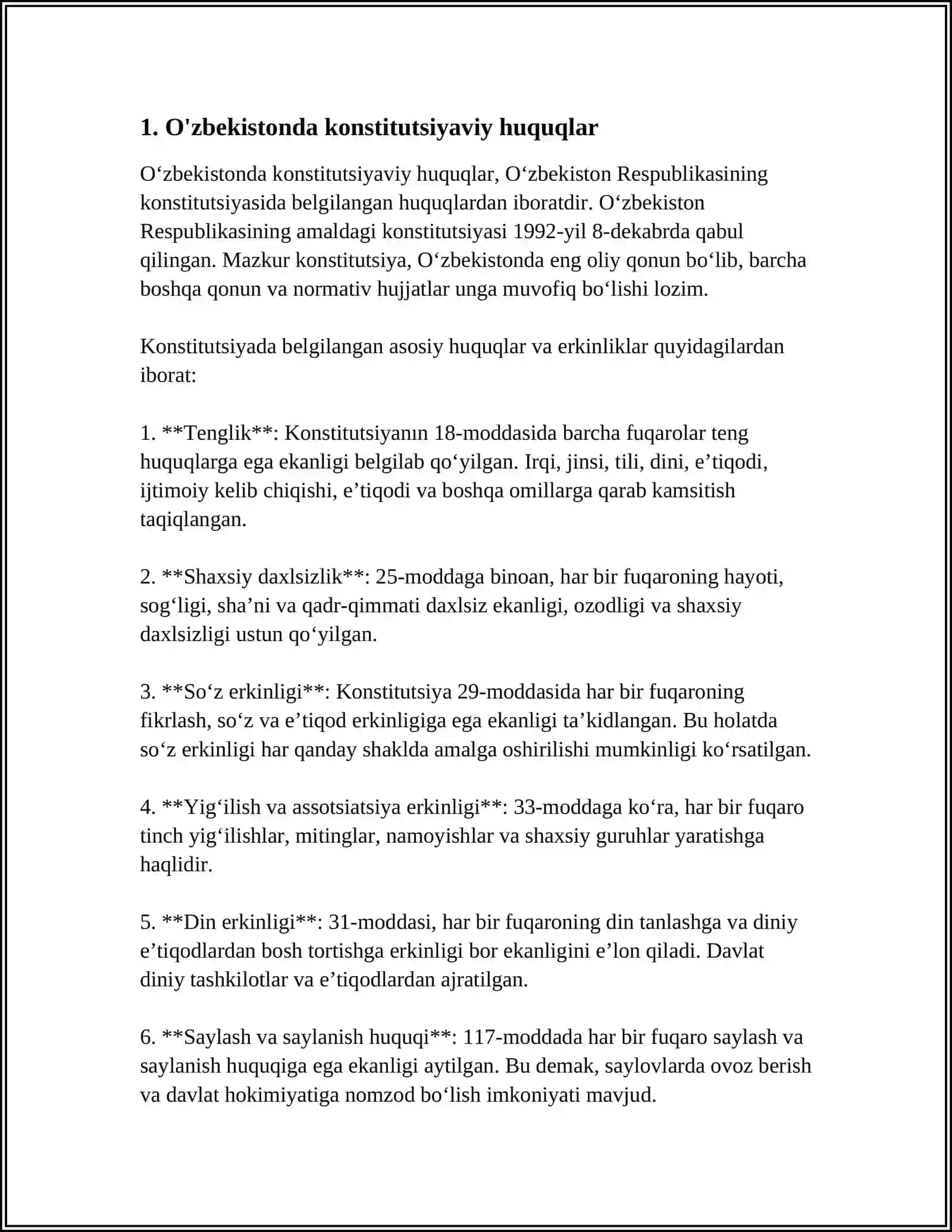 O'ZBEKISTONDA INSON VA FUQAROLARNING HUQUQ VA ERKINLIKLARI 3