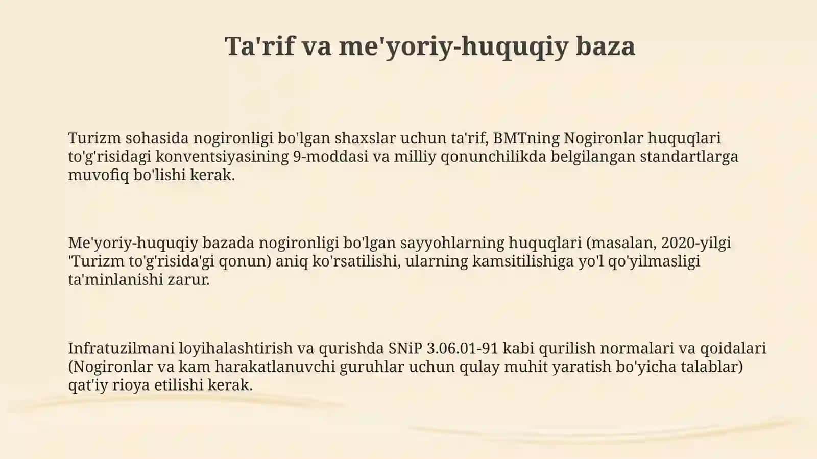Nogironligi bo'lgan shaxslar uchun turizm infratuzilmasi 3