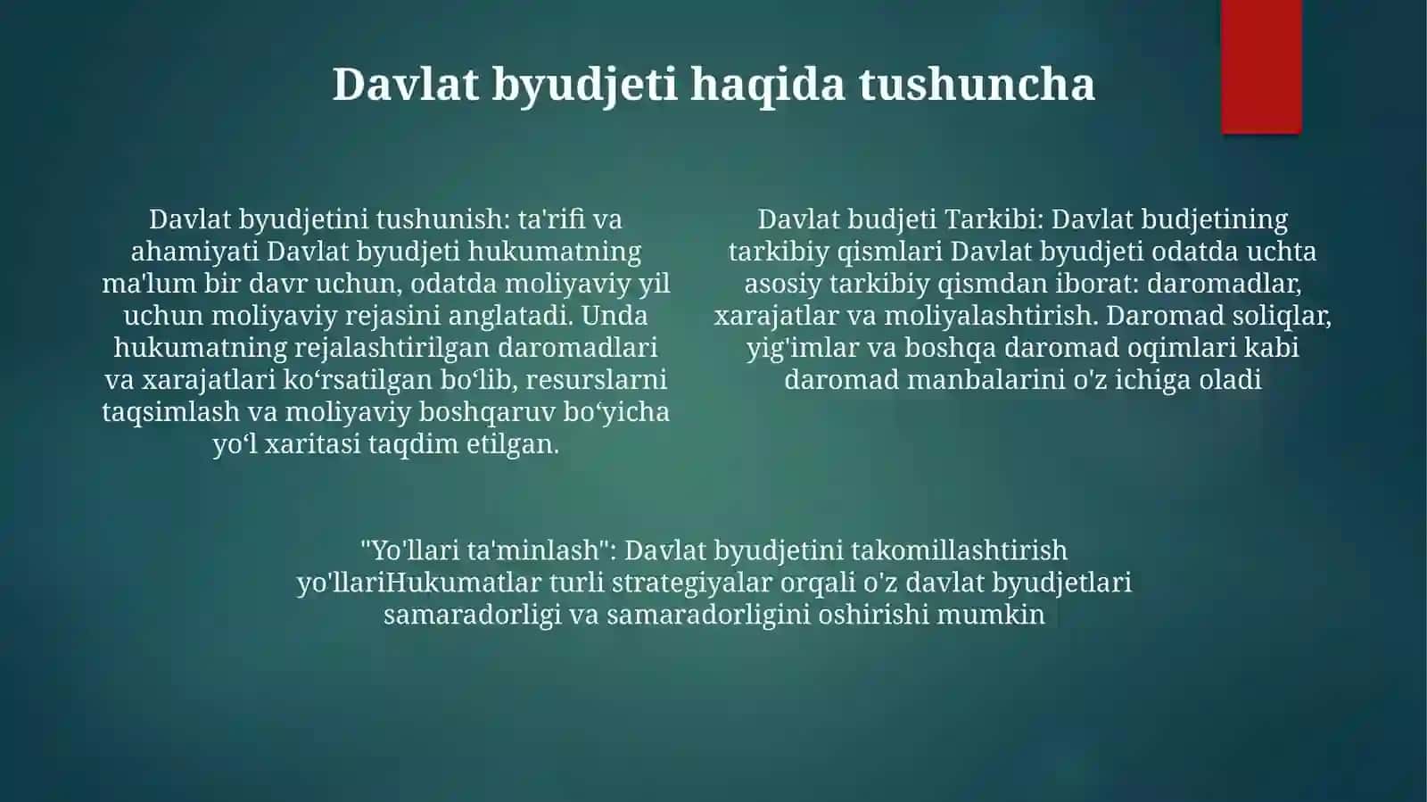 Davlat Byudjeti Tarkibi Va UniTakomillashtirishYo'Llari 3