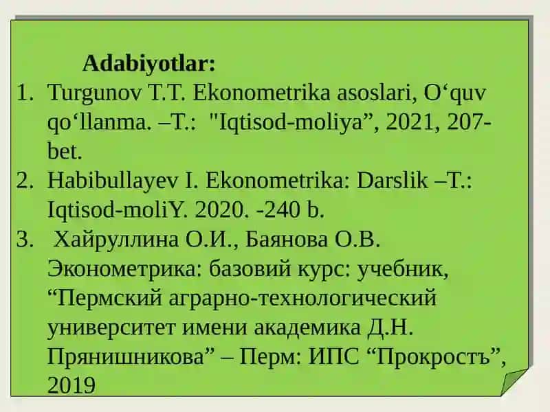 VAQTLI  QATORLAR  VA DINAMIK EKONOMETRIK MODELLAR 3