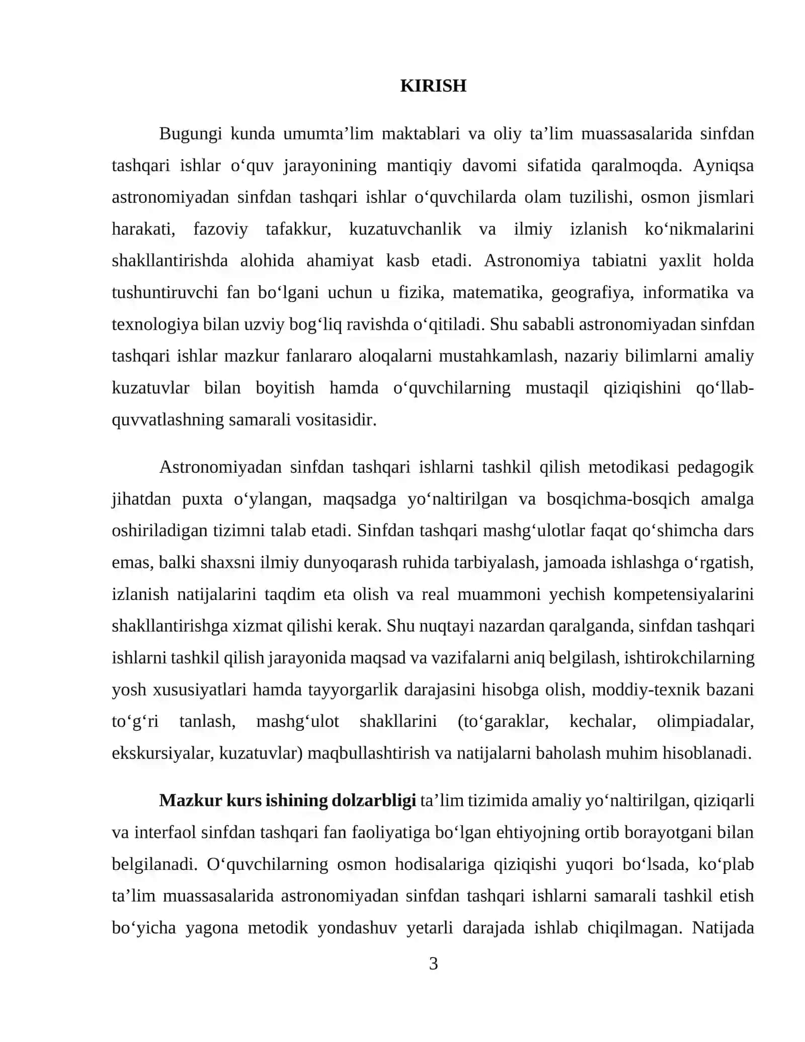Astronomiyadan sinfdan tashqari ishlarni tashkil qilish metodikasi 3