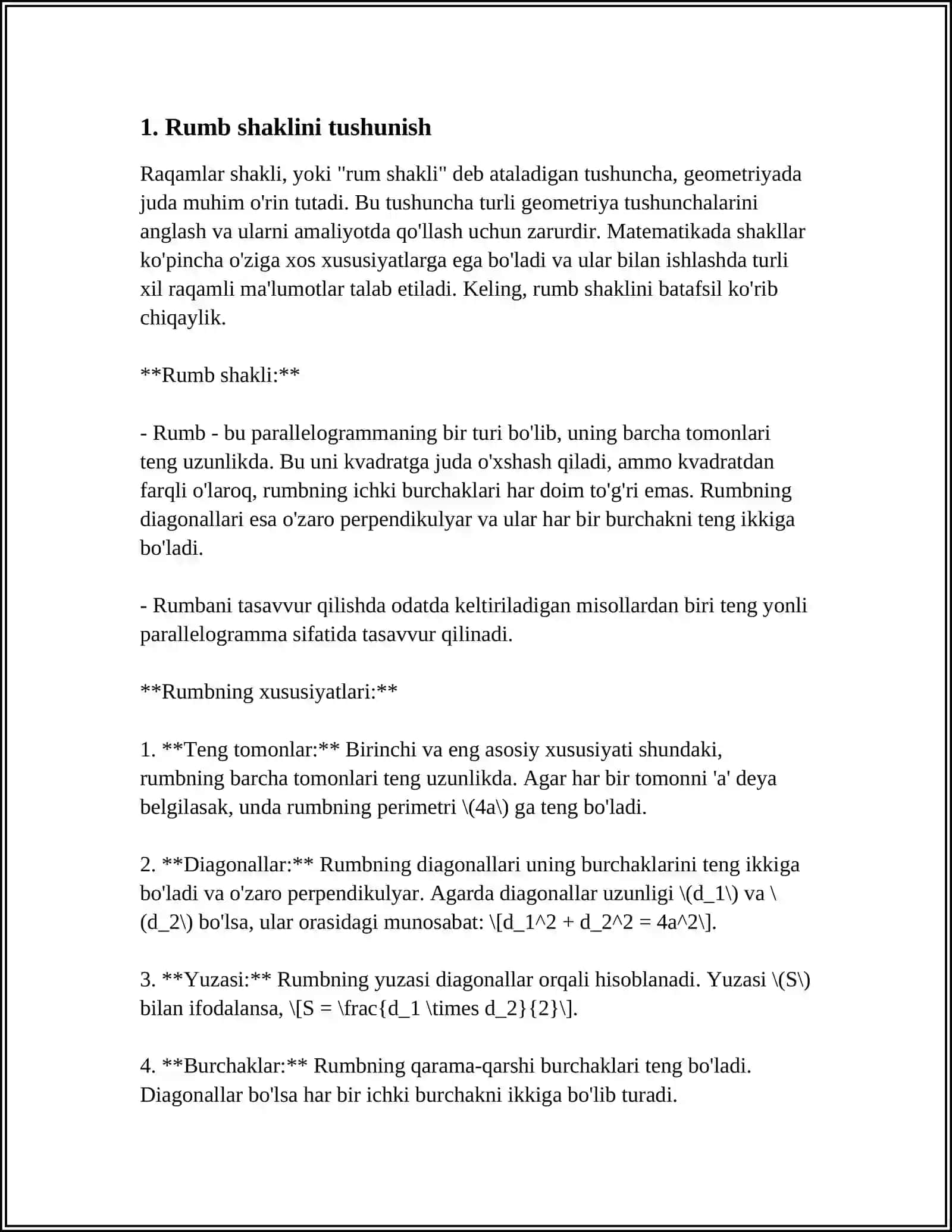 RUMB BOYICHA POLIGON KONTURINI CHIZISH 3