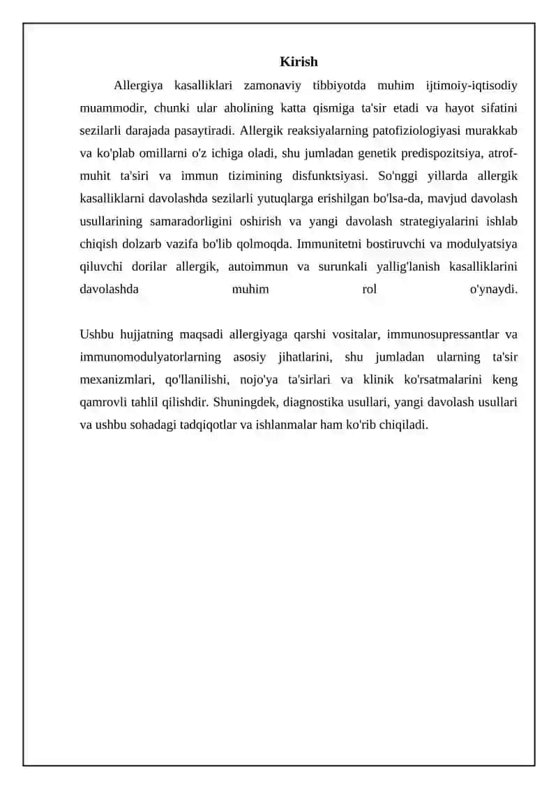 Allergiyaga qarshi vositalar: Turlari, ta'sir mexanizmlari va qo'llanilishi 3