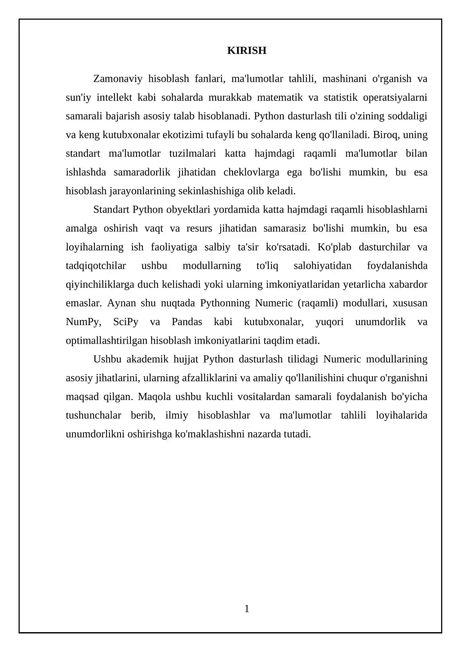 Pythonda Numeric modulidan foydalanish 3