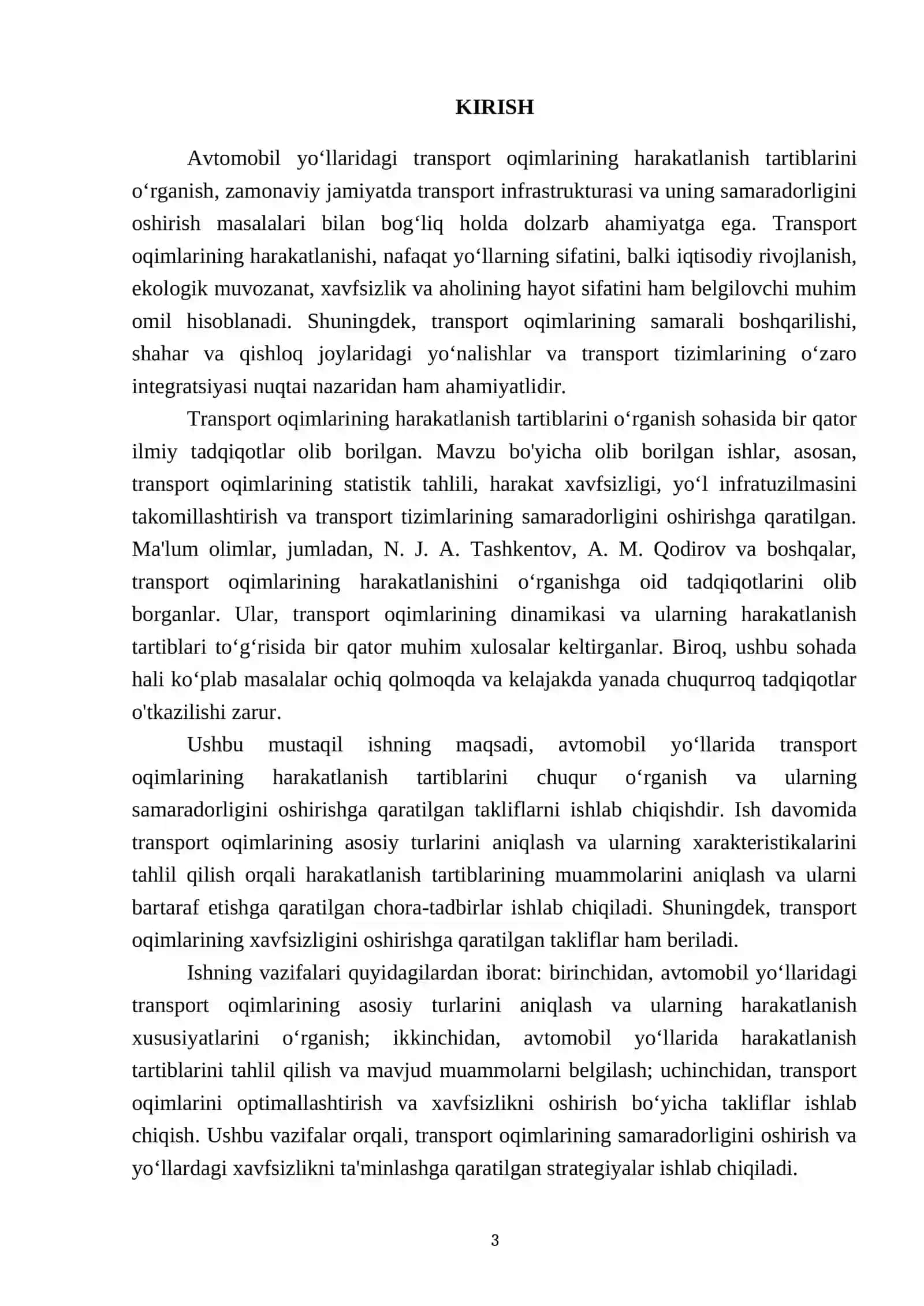 Avtomobil yo‘llaridagi transport oqimlarining harakatlanish tartiblarini o‘rganish 3