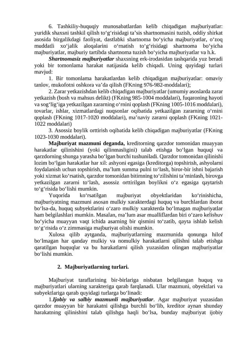 Majburiyat va majburiyat huquqi tushunchasi 3