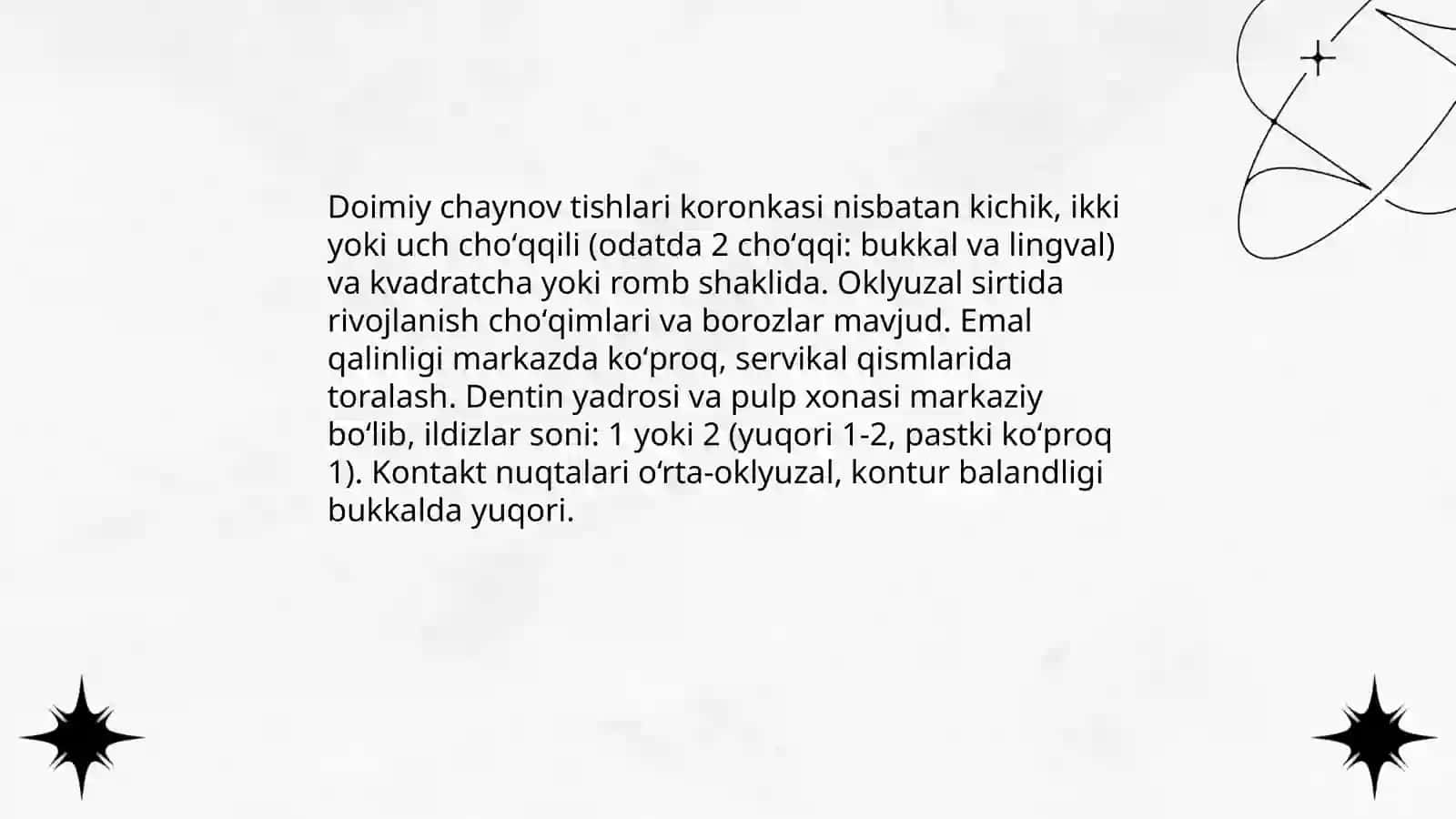 Doimiy chaynov tishlarining tuzilishi 3