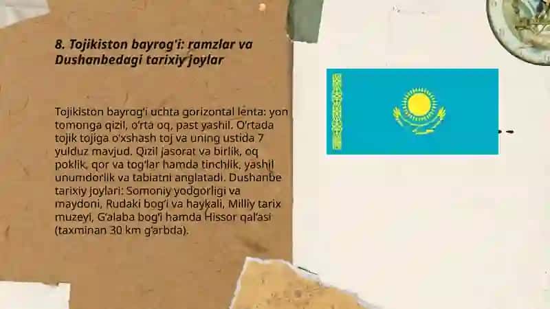 O'rta Osiyo davlatlari bayroqlari tarixiy joylari poytaxtlari 3
