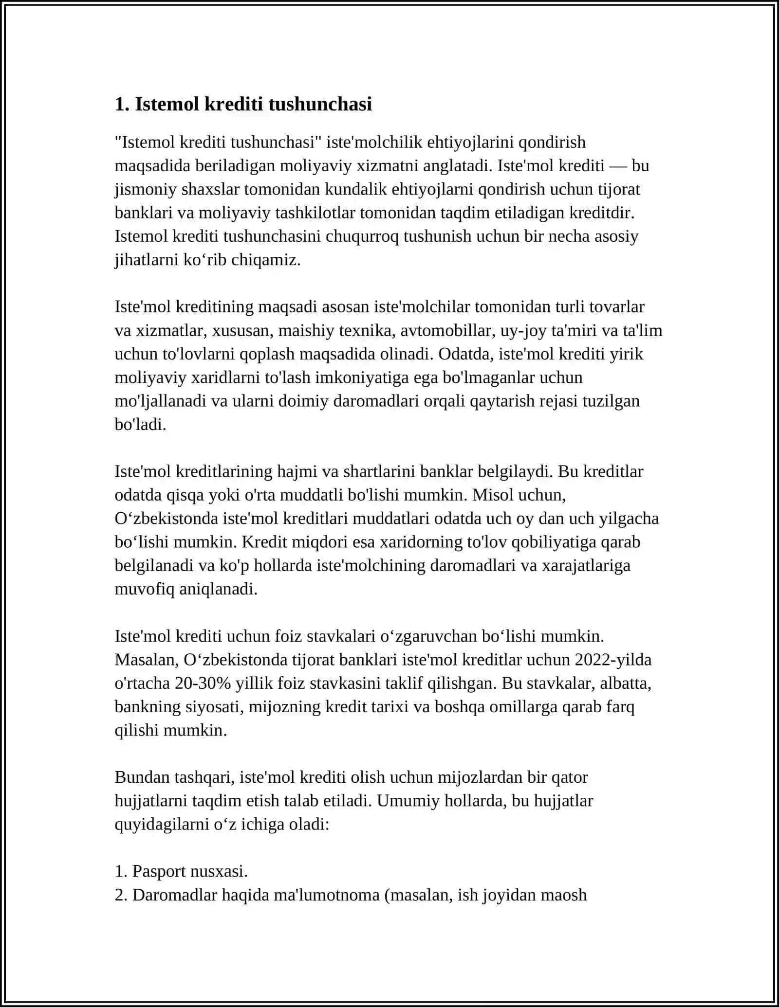 ISTE’MOL KREDITI VA UNING IJTIMOIY AHAMIYATI 3