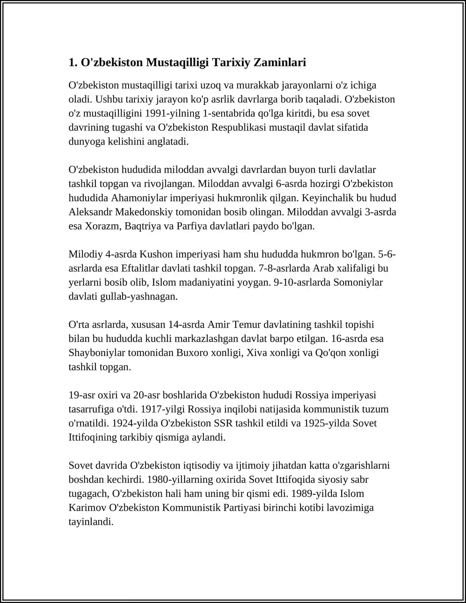 O'ZBEKISTON MUSTAQILLIKKA ERISHISH ARAFASIDA MAVZUSINI ADABIYOTLAR TAHLILI ASOSIDA YORITISH 3