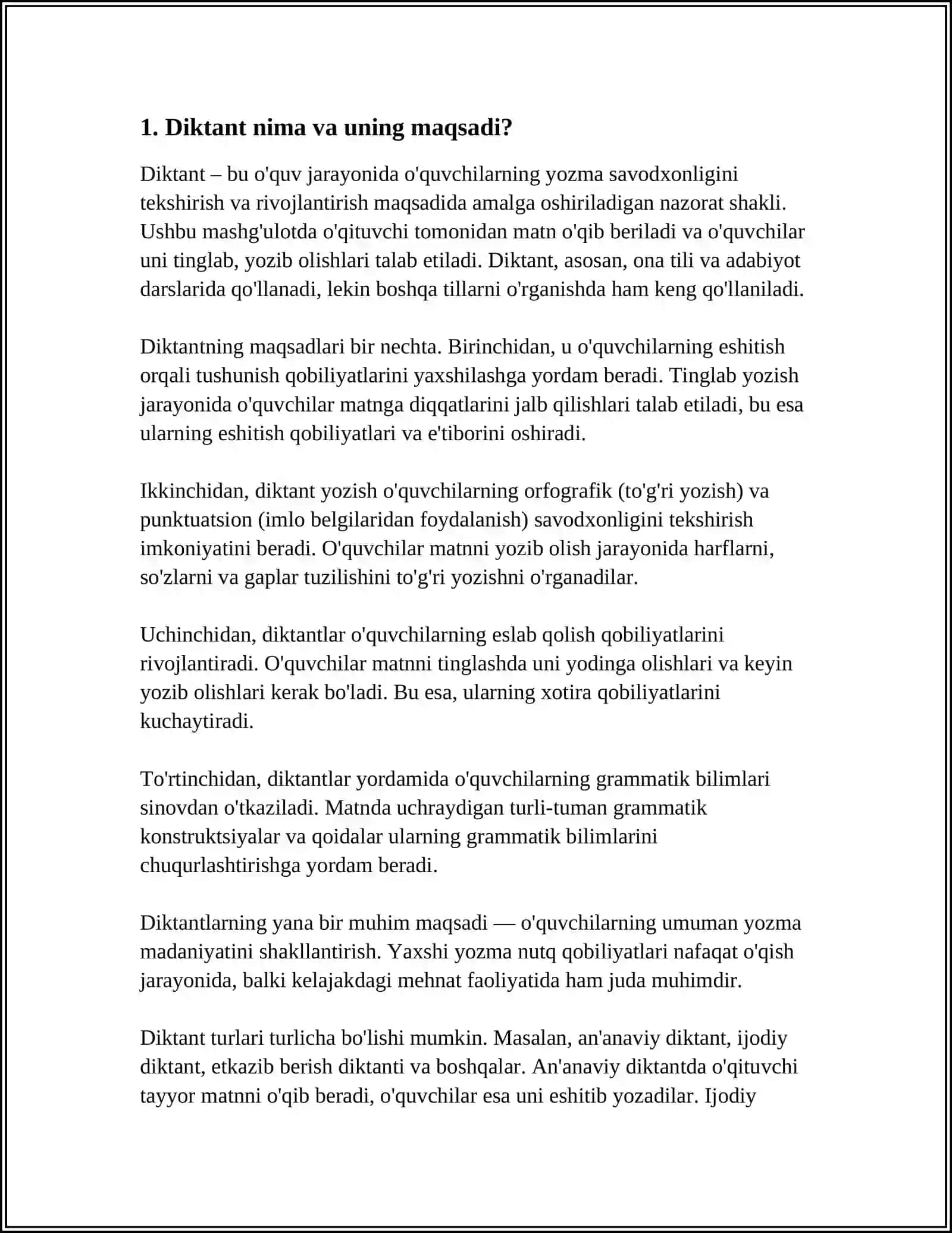 BOSHLANGICH SINFLARDA DIKTANT VA UNI TASHKIL QILISH 3