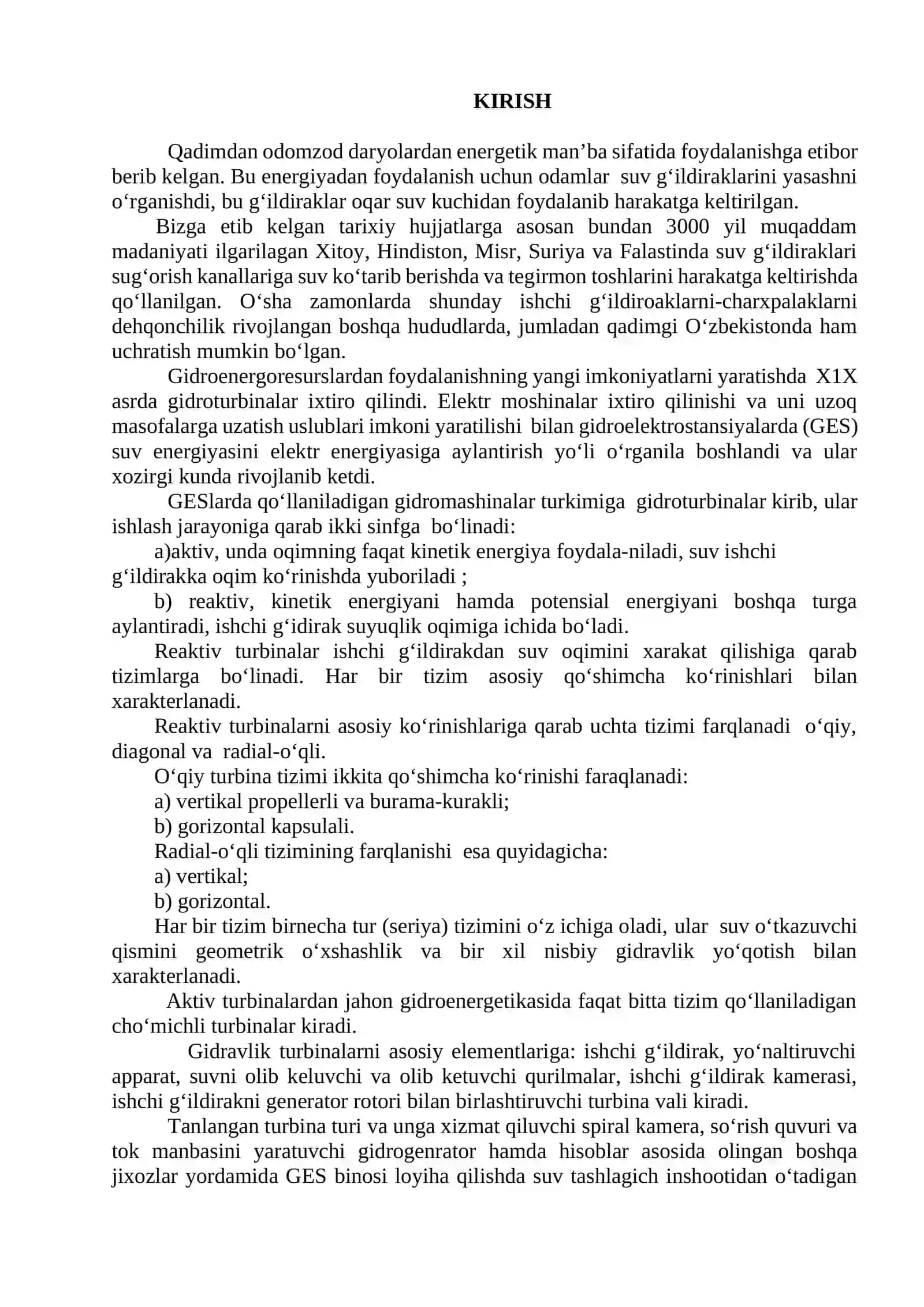 Gidroturbina va gidroelektro-stansiyani loyihalash bosqichlari 3
