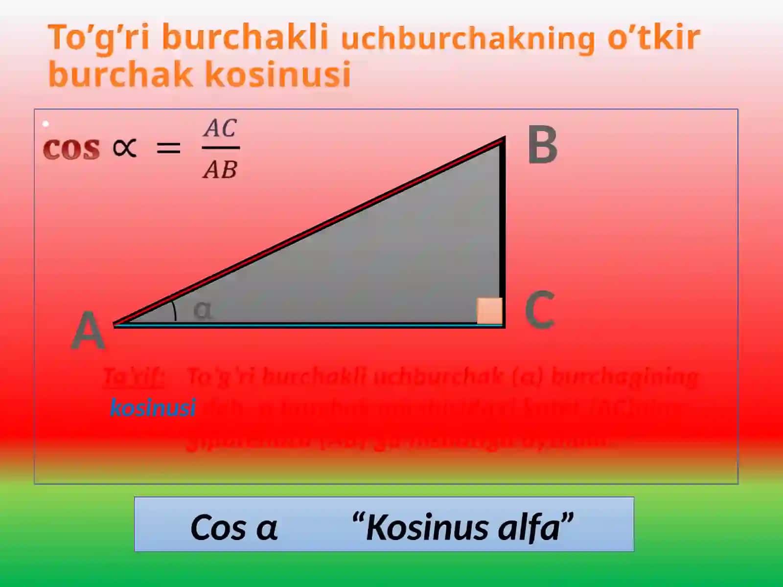 O’TKIR BURCHAK SINUSI, KOSINUSI VA TANGENSI 3