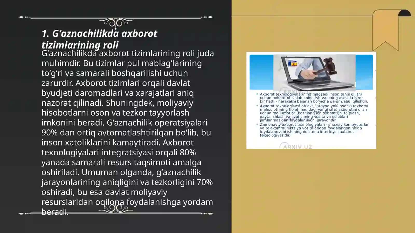 Gʻaznachilikdagi axborot komplekslari va texnologiyalari 3