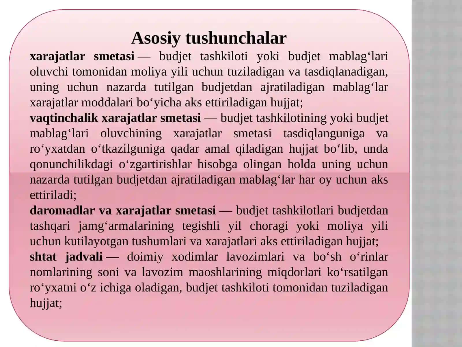 Budjet tashkilotlari xarajatlarini rejalashtirish va moliyalashtirish 3