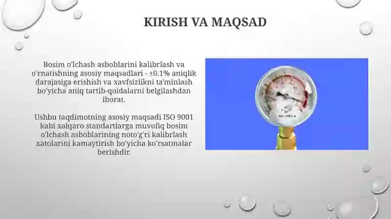 Bosimo'lchash asboblarini kalibrlash va o'rnatish 3