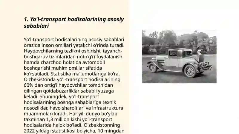 Avtamobil texnikasi bilan hodisalar va ularni oldini olish bo’yicha tadbirlar 3