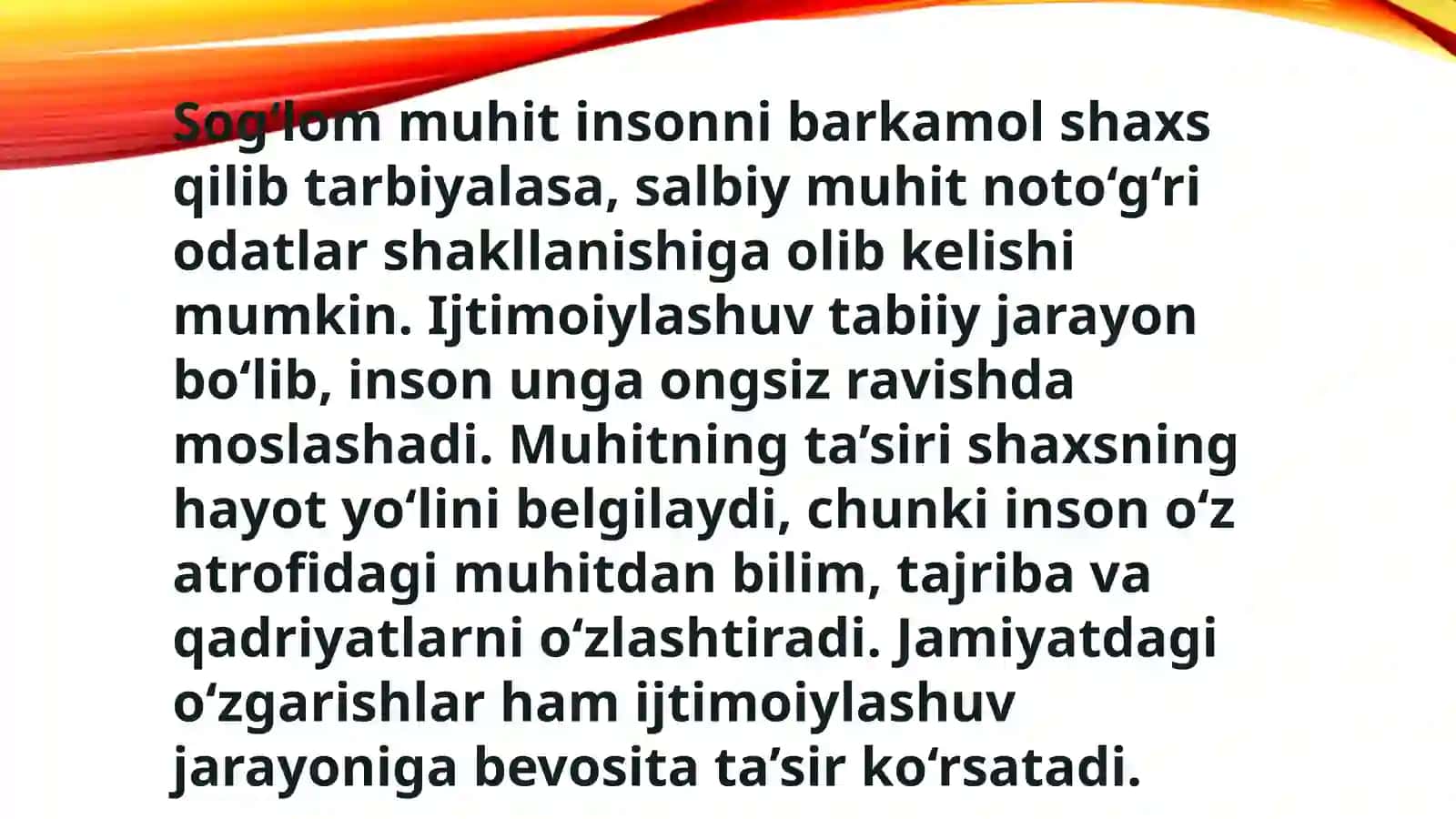 Ijtimoiylashuv jarayonida muhitning o‘rni 3