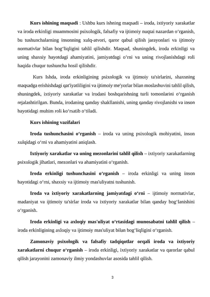 Irodani aniqlash ixtiyoriy xarakatlar mezonlari va iroda erkinligi muammosi 3