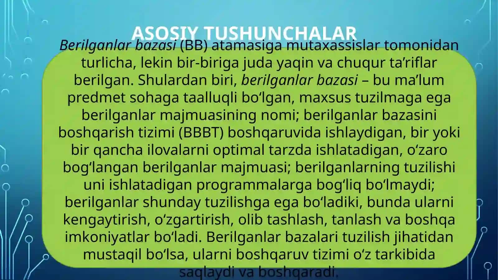 Berilganlar bazasi konsepsiyalarining evolyutsiyasi 3