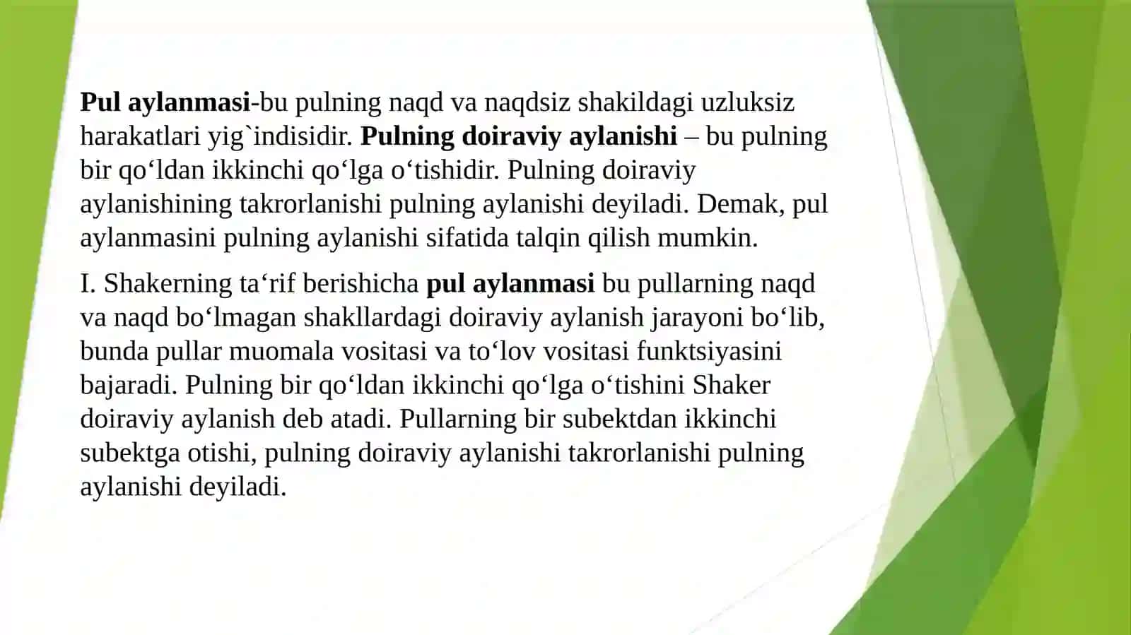 Pul Aylanmasi va uning Tarkibi 3