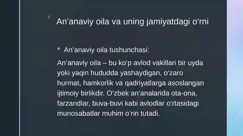 An'anaviyo'zbek oilalari dafarzand tarbiyasining masalalari: yutuqlar muammo va yechim 3