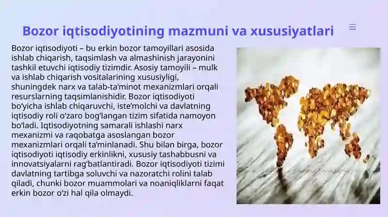 Bozor iqtisodiyotining mazmuni va xususiyatlari 3