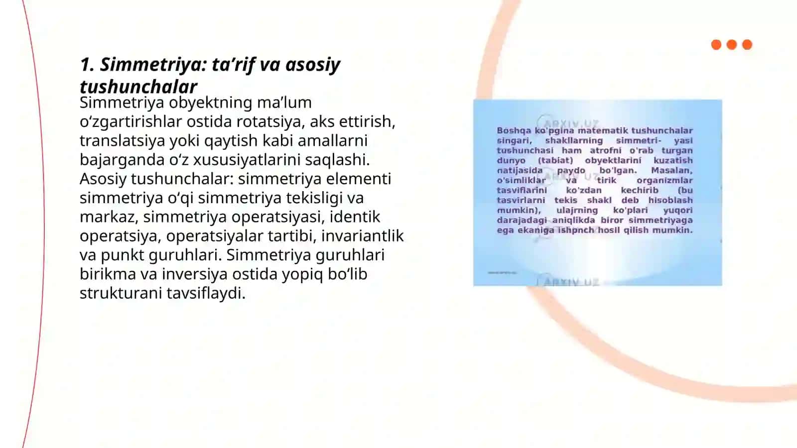 Simmetriya va gurppalar nazariyasining elementlari 3