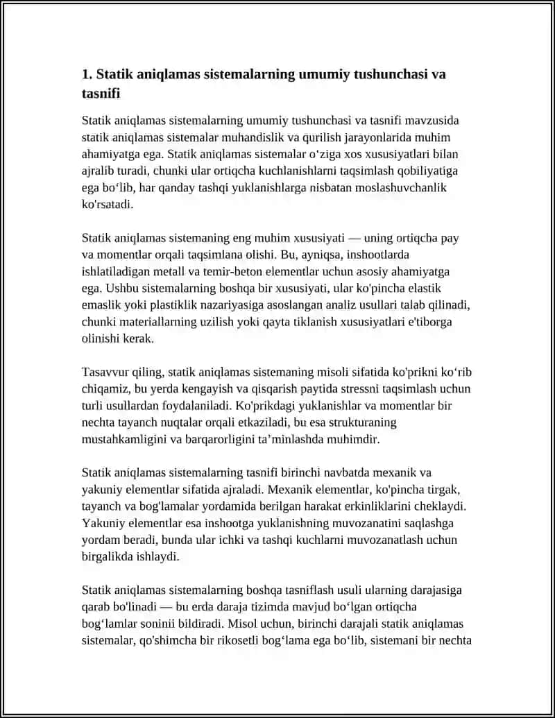 STATIK ANIQMAS SISTEMALARNI HISOBLASH NAZARIYASI 3