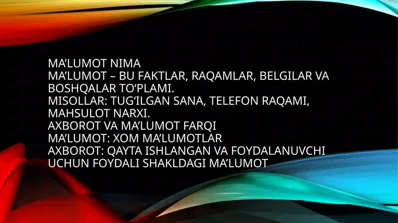 Maʼlumotlarni boshqarish 3