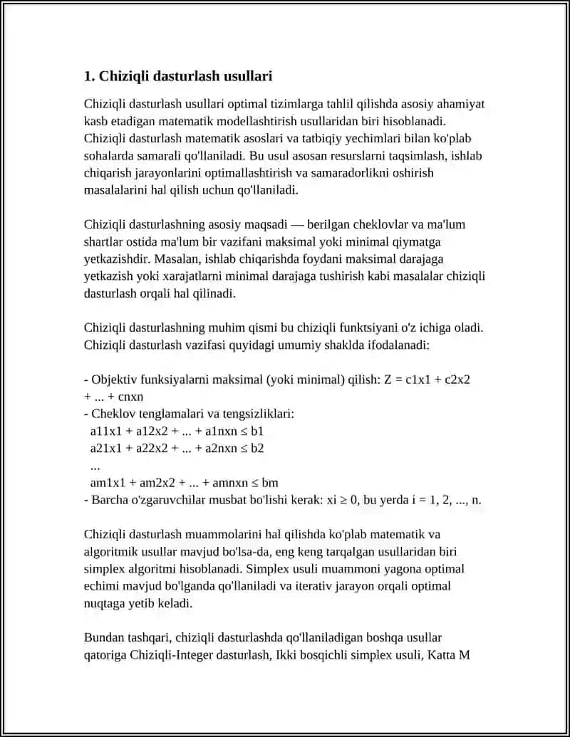 OPTIMAL TIZIMLARGA TAHLIL QILISH USULLARI 3