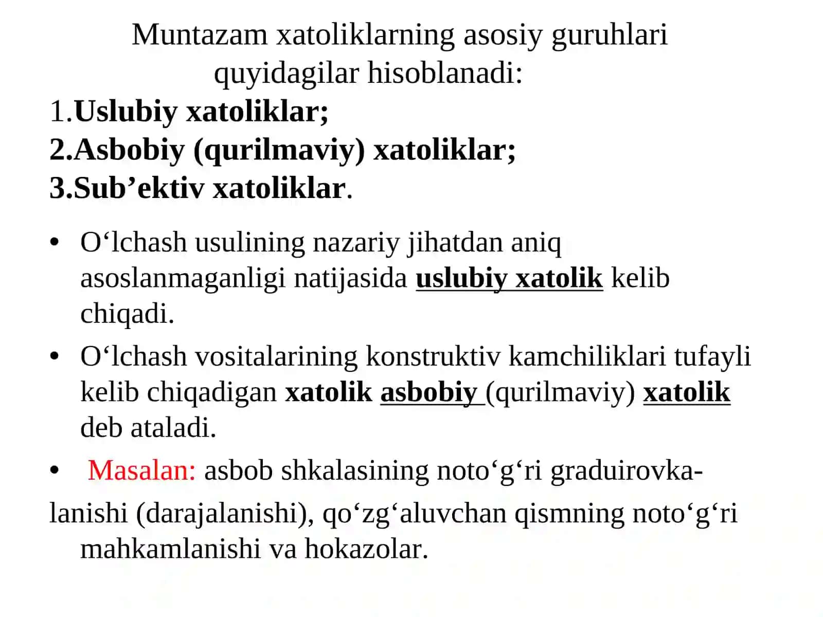 XATOLIKLARNING TAQSIMLANISHI VA ULARNING EHTIMOLIY BAHOLANISHI 3