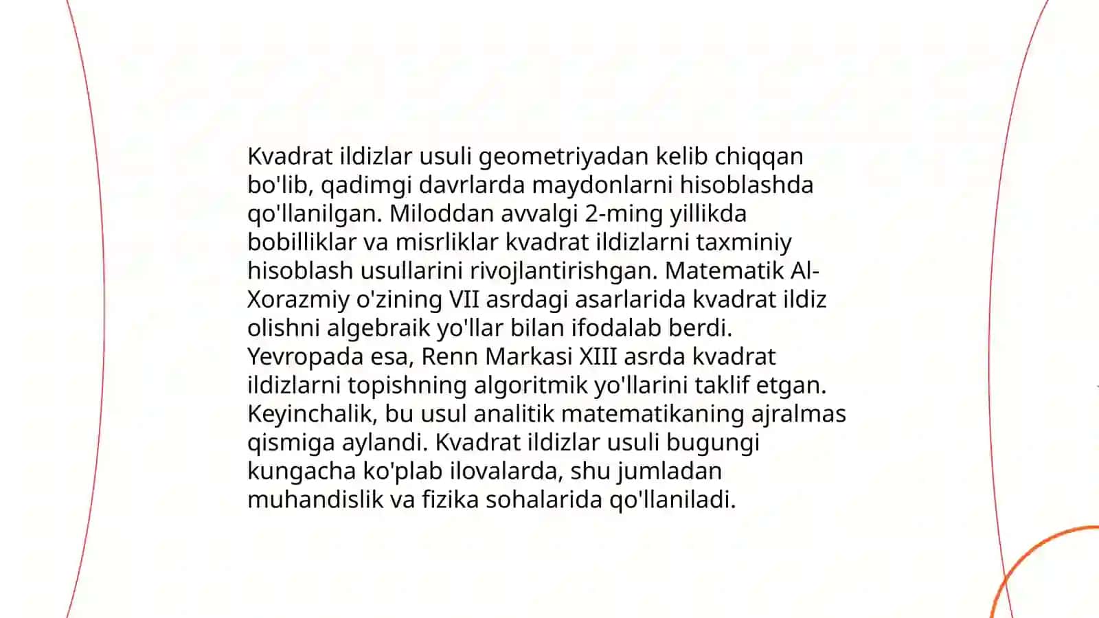Kvadrat ildizlar usuli 3
