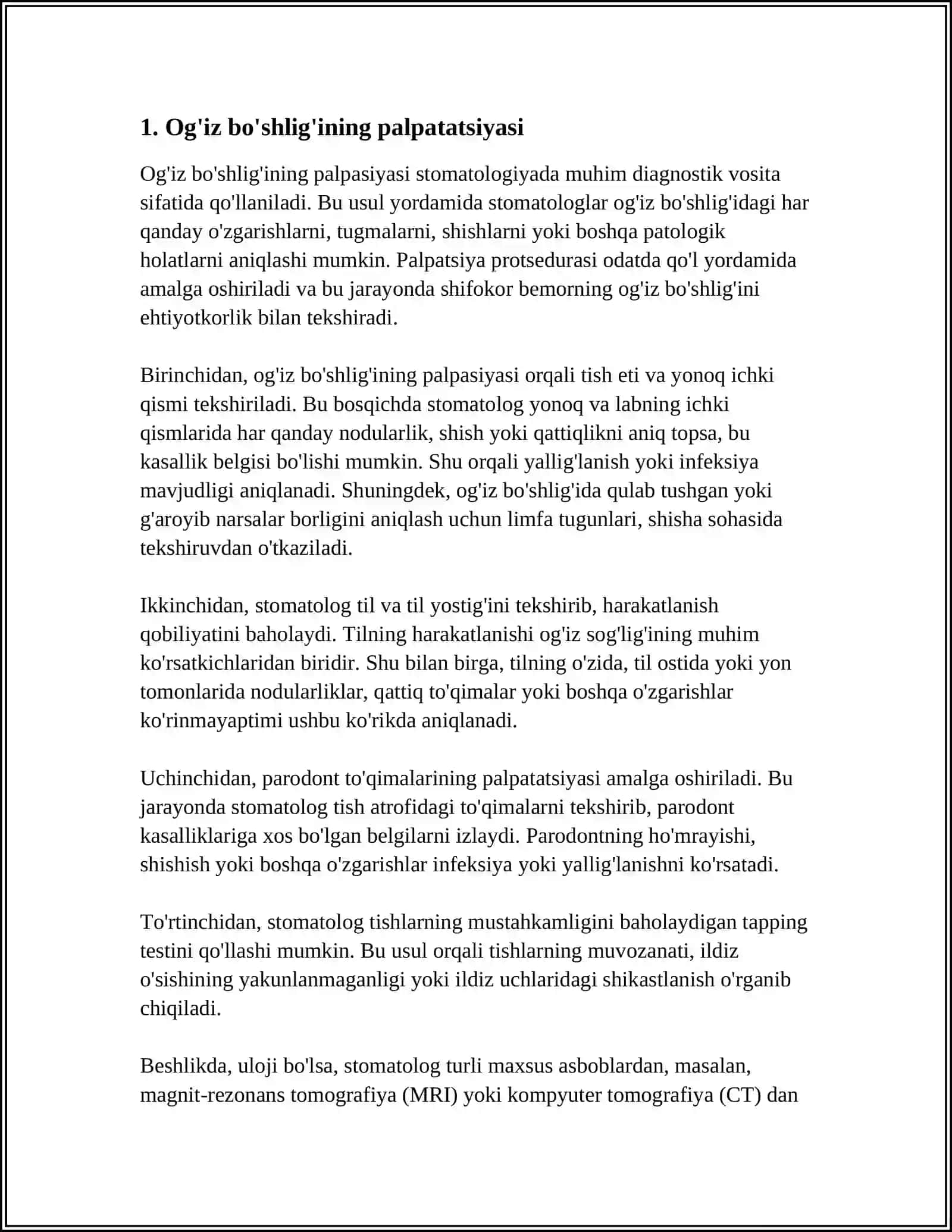 STOMATOLOGIYADA PALPATSIYA TEKSHIRISH USULI 3