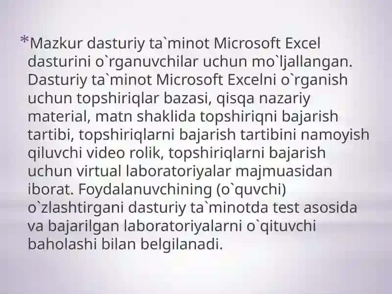 Microsoft Exceldan foydalanishni o’rganish uchun dasturiy ta’minot 3