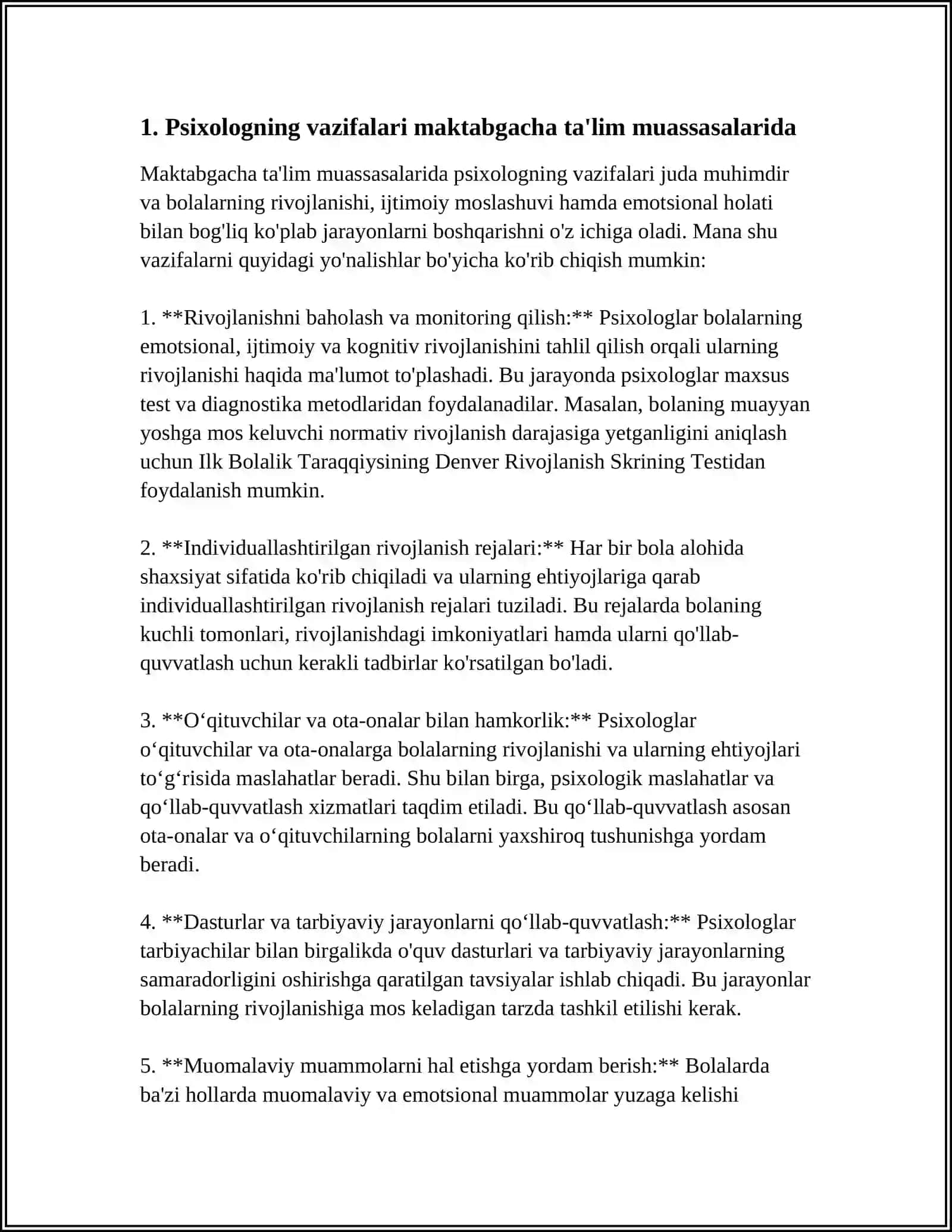 PSIXOLOGNING MAKTABGACHA TARBIYA MUASSASALARIDAGI ISHLARI 3