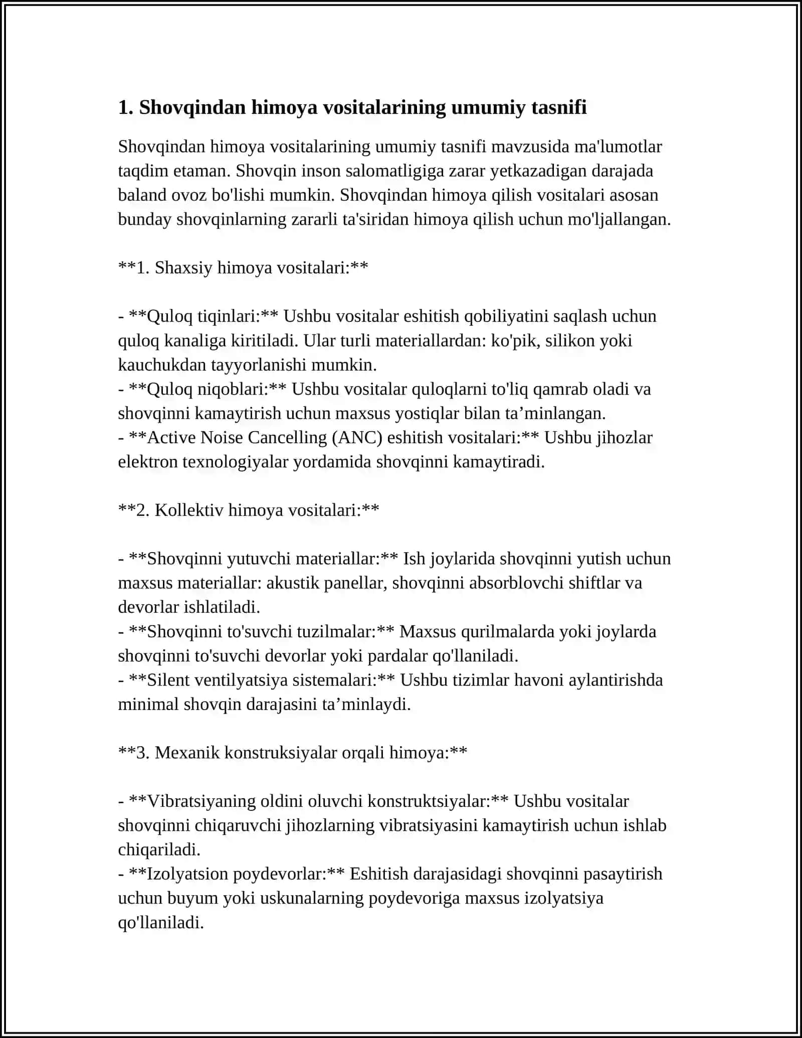 SHOVQIN VA TITRASHDAN HIMOYALANISH TEXNIK VOSITALARINING GURUHLANISHI VATUZILISHINI O‘RGANISH 3