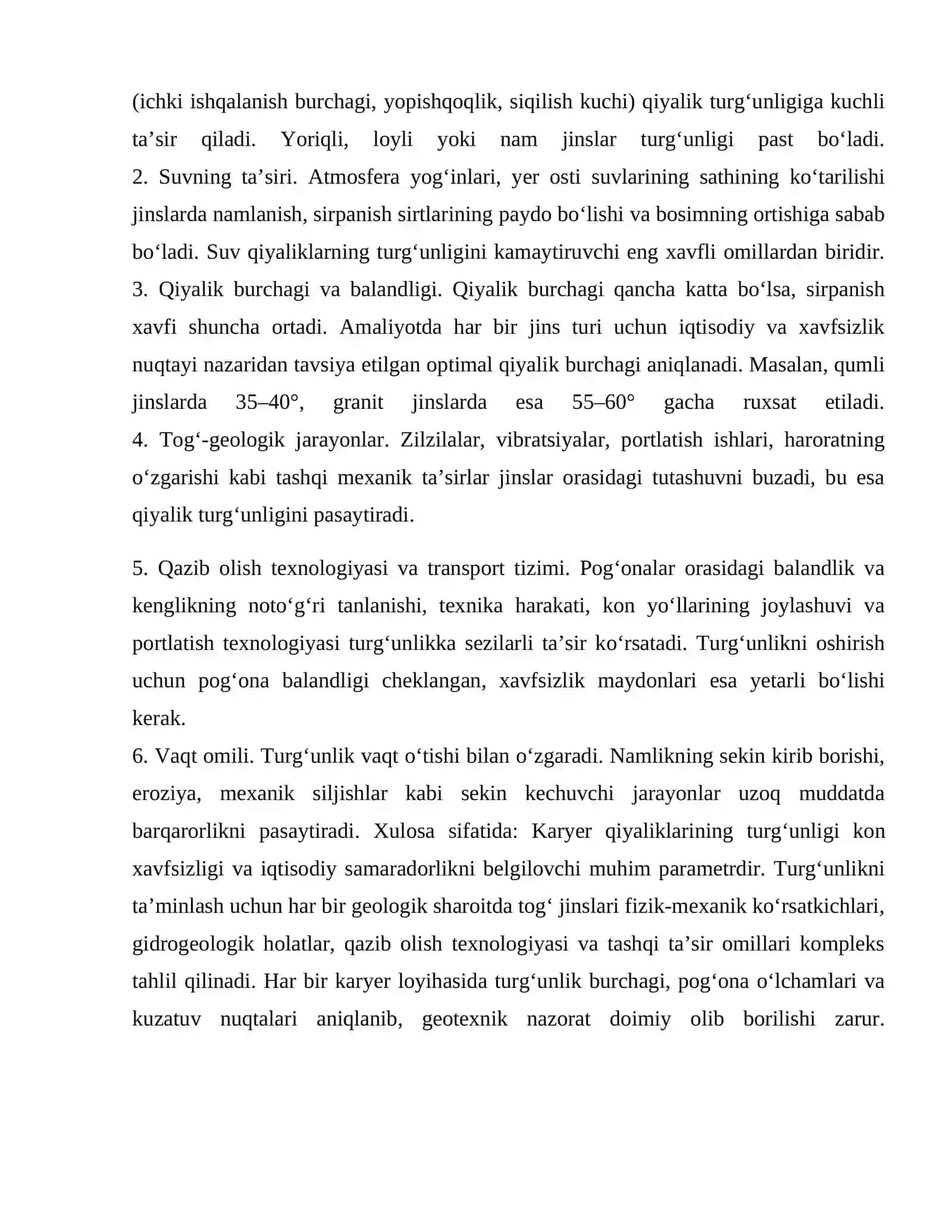 Karyerlarda qiyaliklar turg‘unligini ta’minlashda marksheyderlik ishlari 3