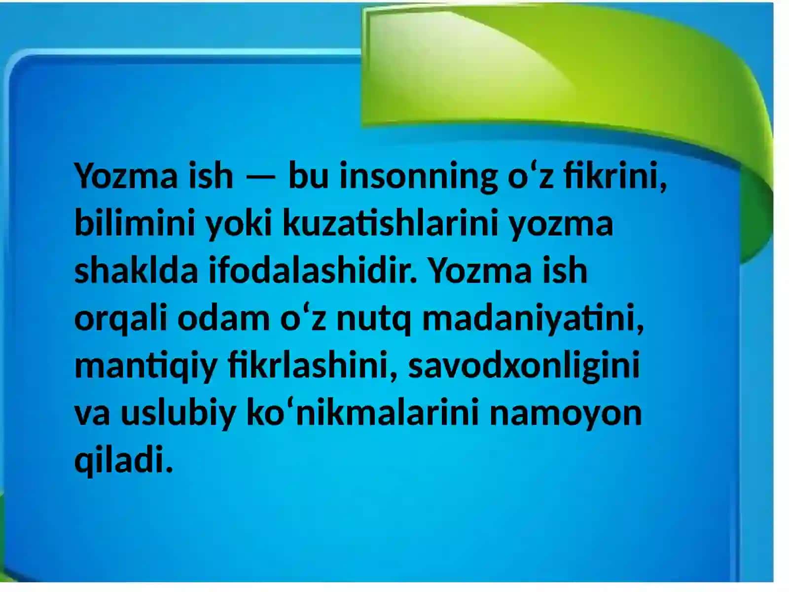 Yozma ishlar metodikasi fanidan tayyorlangan mustaqil ishi 3