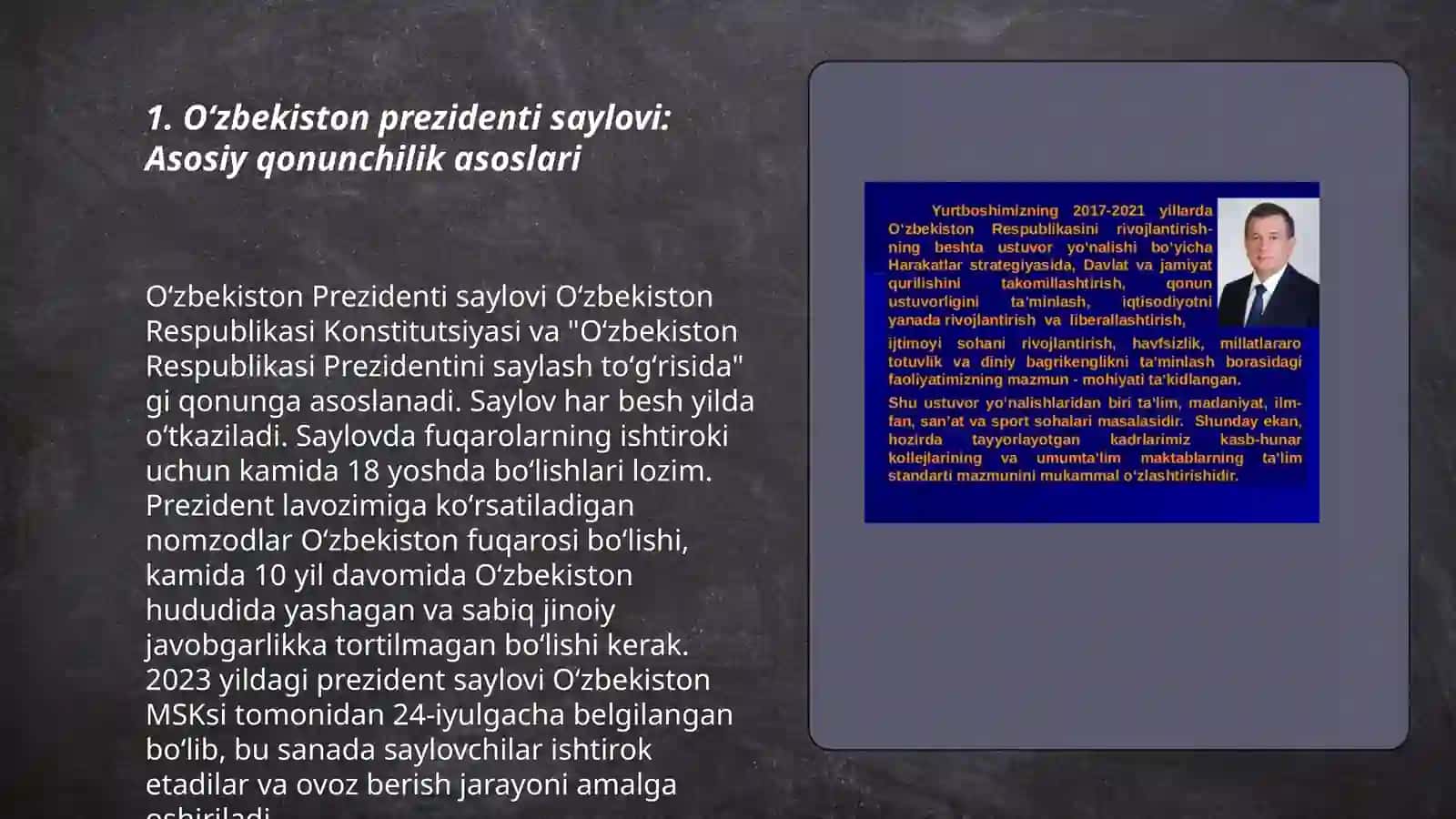 Oʻzbekiston prezidenti saylovi: Asosiy qonunchilik asoslari 3